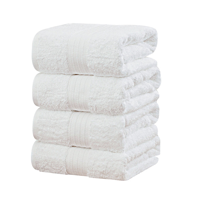 Linenland 4 Piece Cotton Bath Towels Set - White