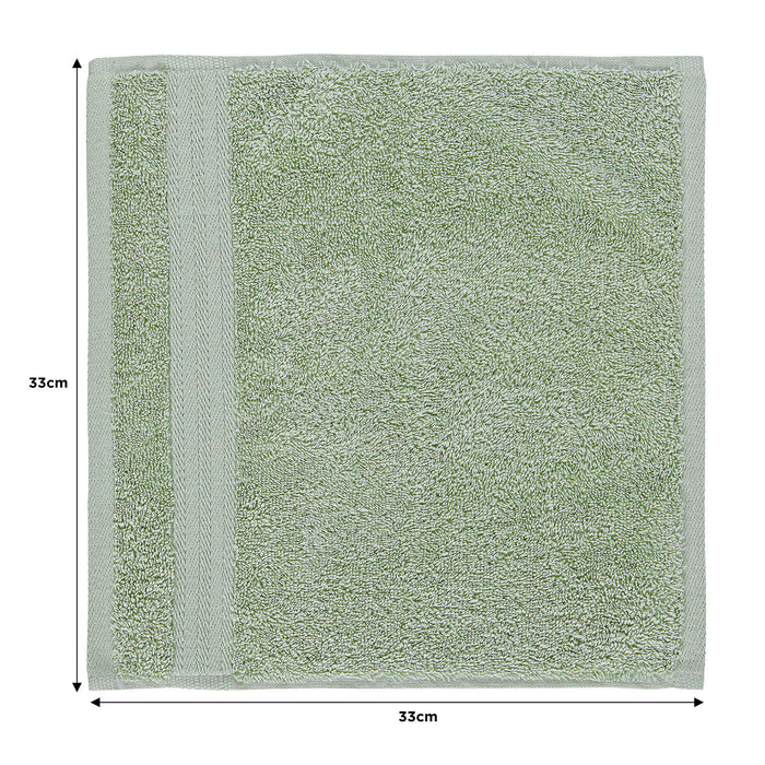 Linenland Bath Towel Set - 4 Piece Cotton Washcloths - Sage Green
