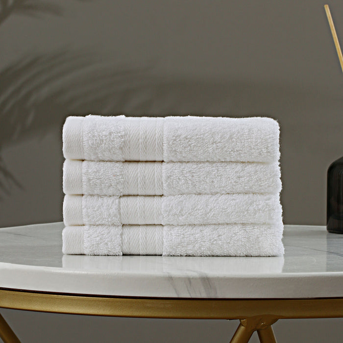 Linenland Bath Towel Set - 4 Piece Cotton Washcloths - White