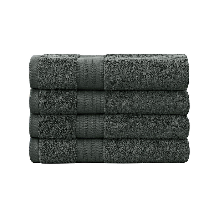 Linenland Bath Towel 4 Piece Cotton Hand Towels Set - Charcoal