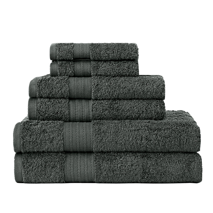 Luxury 6 Piece Soft and Absorbent Cotton Bath Towel Set -  Charcoal