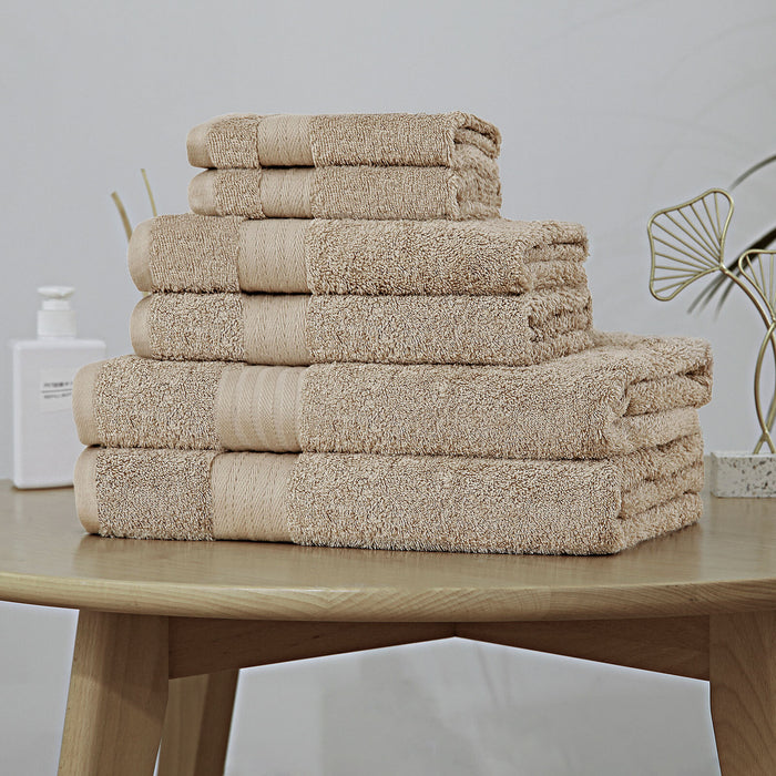 Luxury 6 Piece Soft and Absorbent Cotton Bath Towel Set - Sandstone