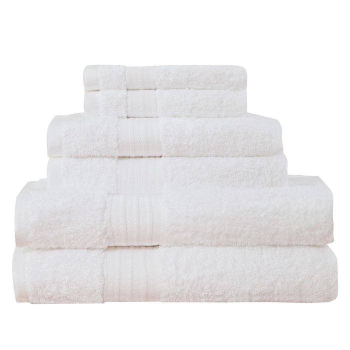 Luxury 6 Piece Soft and Absorbent Cotton Bath Towel Set - White