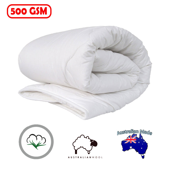 500GSM Australian Wool Quilt Cot Size