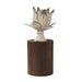 Adeen Candle Holder Metal Flower in Bloom with Wooden Base by Urban Style™ Home Living Store