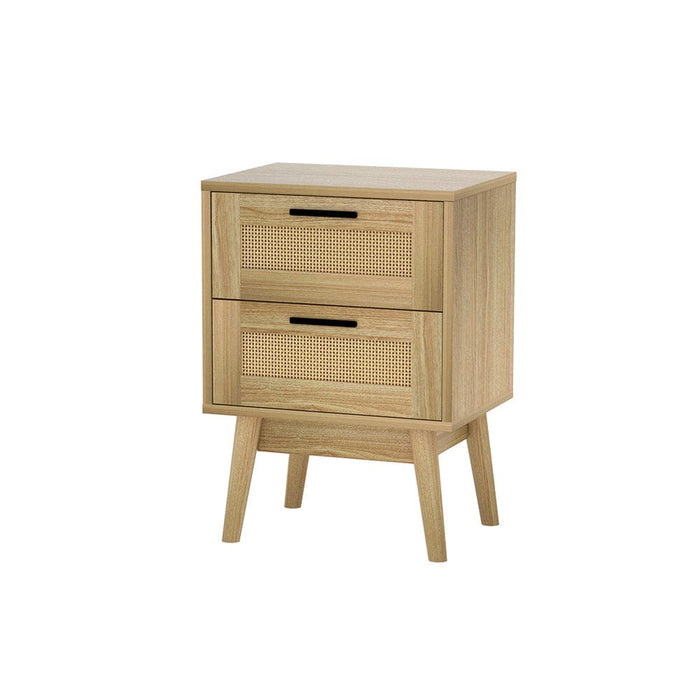 Artiss Bedside Tables Rattan 2 Drawers Side Table Nightstand Storage Cabinet Furniture > Bedroom HLS