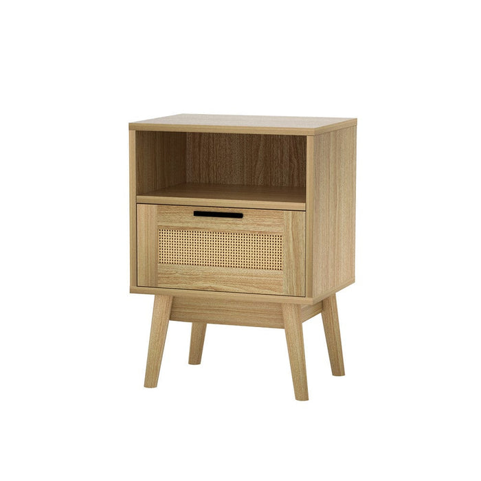Artiss Bedside Tables Rattan Drawers Side Table Nightstand Storage Cabinet Wood Furniture > Bedroom HLS
