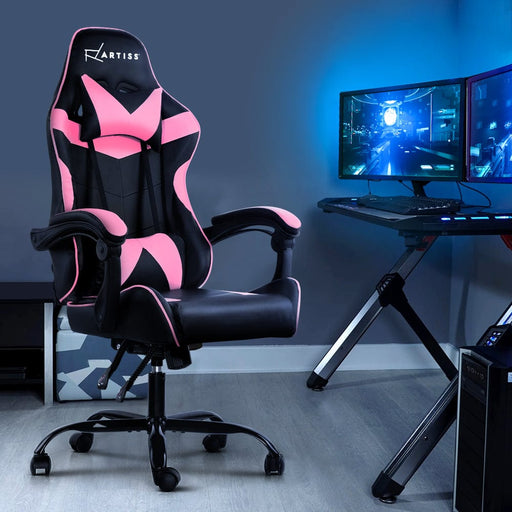 Office Chair Gaming Chair Computer Chairs Recliner PU Leather Seat Armrest Black Pink Home Living Store