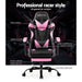 Office Chair Gaming Chair Computer Chairs Recliner PU Leather Seat Armrest Footrest Black Pink Home Living Store