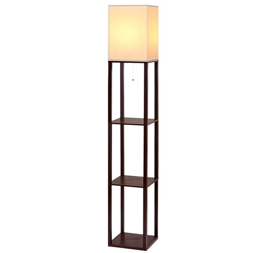 Artiss Shelf Floor Lamp Vintage Wood Reading Light Storage Organizer Home Office 10% Off Everything Inside HLS