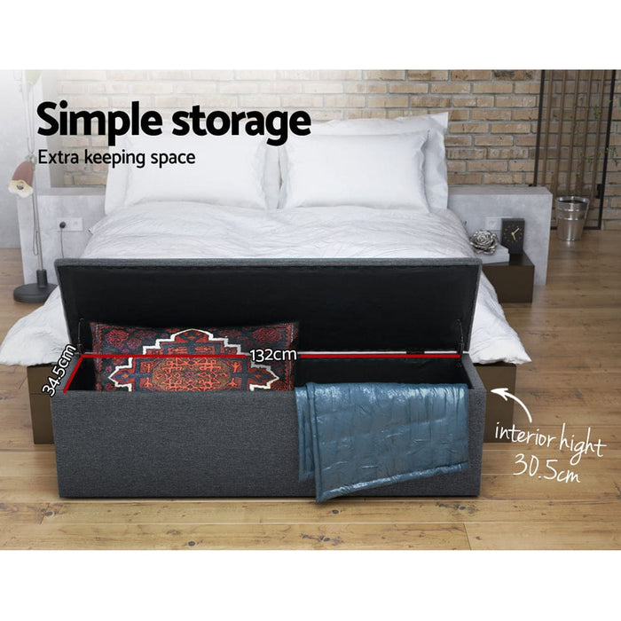 Artiss Storage Ottoman Blanket Box Linen Foot Stool Rest Chest Couch Grey Kris Kringle: Stocking Fillers & Gift Ideas HLS