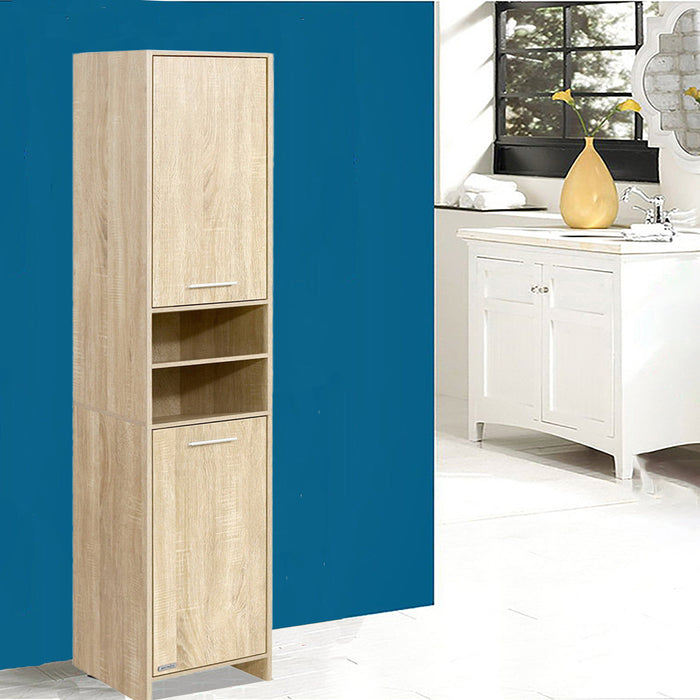 Bathroom Cabinet Tallboy Furniture Laundry Cupboard Oak Home Living Store