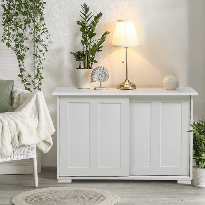 Buffet Sideboard Cabinet White Doors Storage Shelf Cupboard Hallway Table White Home Living Store