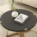 CAPRI 77cm Elite Round Coffee Table Black Oak, Brushed Gold by Criterion™ Home Living Store