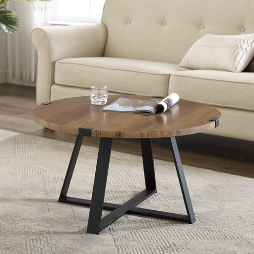 CAPRI 77cm Elite Round Coffee Table Dark Oak by Criterion™ Home Living Store