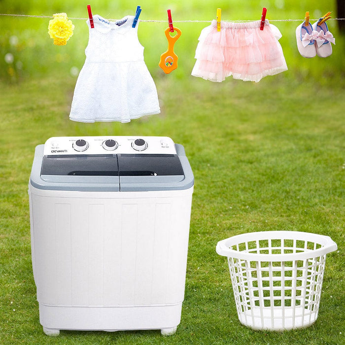Devanti 5KG Mini Portable Washing Machine - White Home Living Store