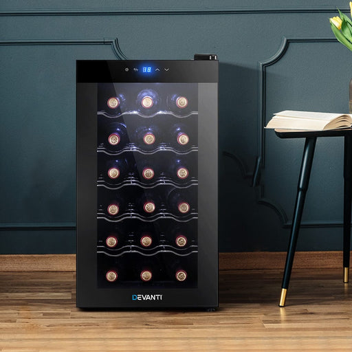 Devanti Wine Cooler 18 Bottles Glass Door Beverage Cooler Thermoelectric Fridge Black Home Living Store