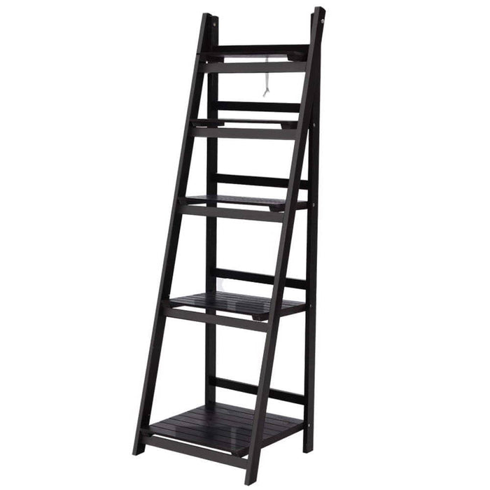 Display Shelf 5 Tier Wooden Ladder Stand Storage Book Shelves Rack Coffee Home Living Store