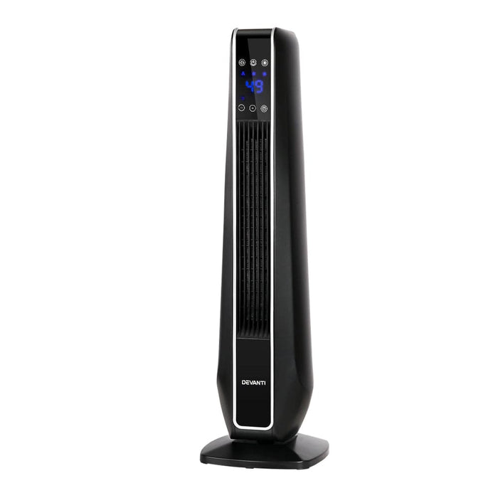 Electric Ceramic Tower Fan Heater Portable Oscillating Remote Control 2400W Black Home Living Store