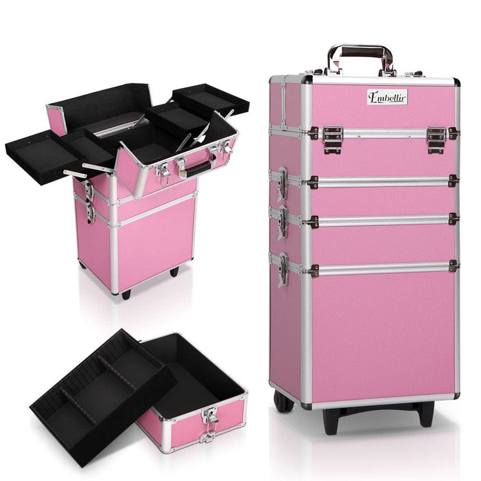 Embellir 7 in 1 Portable Cosmetic Beauty Makeup Trolley - Pink Home Living Store