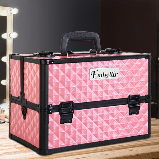 Embellir Portable Cosmetic Beauty Makeup Case - Diamond Pink Home Living Store