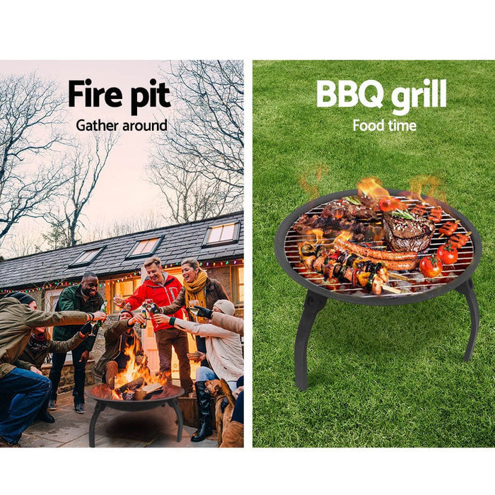 Fire Pit BBQ Charcoal Grill Smoker Portable Outdoor Camping Garden Pits 30" Home Living Store