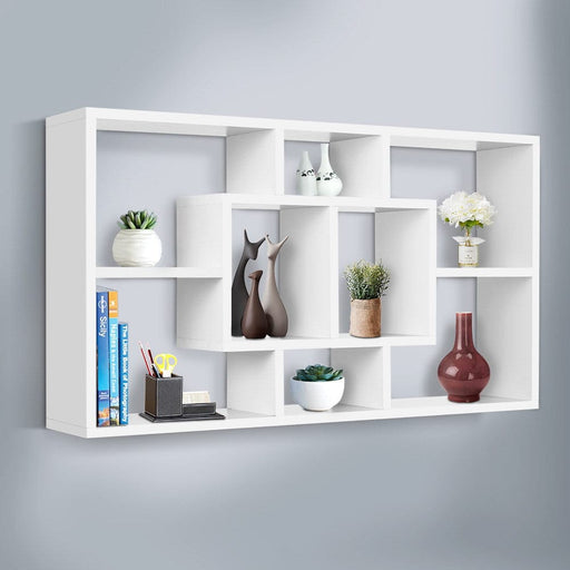 Floating Wall Shelf DIY Mount Storage Bookshelf Display Rack White Home Living Store