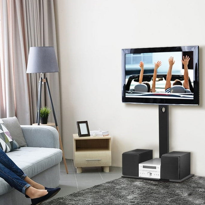 Floor TV Stand Brakcket Mount Swivel Height Adjustable 32 to 70 Inch Black Home Living Store