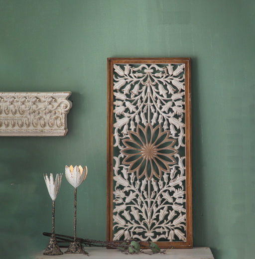 Flower Wall Art Wooden Rectangular Baroque by Urban Style™ Home Living Store