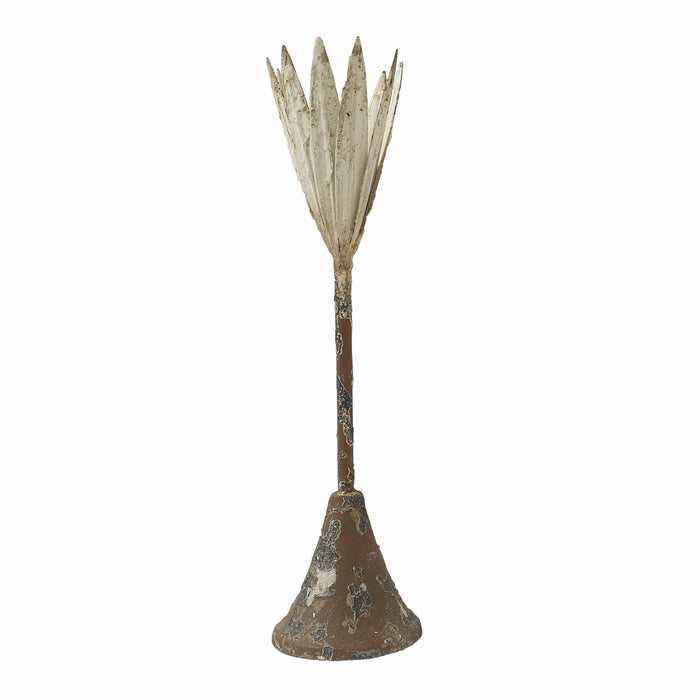 Fornax Long Stem Antique Candle Holder White Iron Flower by Urban Style™ Home Living Store