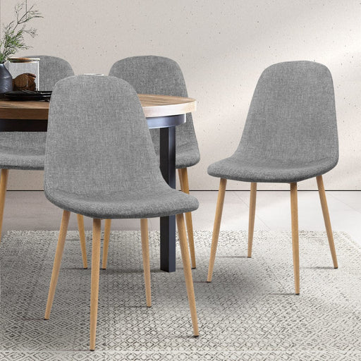 Four Adamas Fabric Dining Chairs - Light Grey Home Living Store