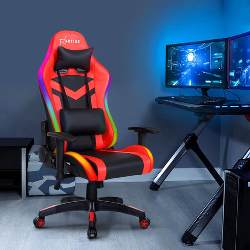 Gaming Office Chair RGB LED Lights Computer Desk Chair Home Work Chairs Home Living Store