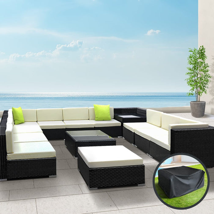 Gardeon 13PC Sofa Set with Storage Cover Outdoor Furniture Wicker Home Living Store