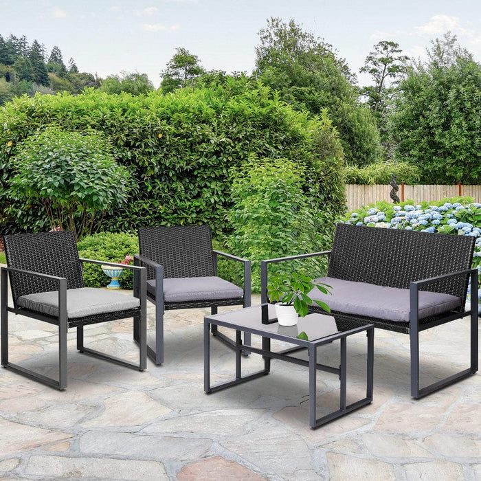 Gardeon Four Piece Outdoor Furniture Patio Table Chair Black Home Living Store