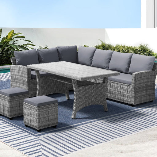 Gardeon Nine Seater Outdoor Dining Set Patio Furniture Wicker Lounge Table Chairs Home Living Store