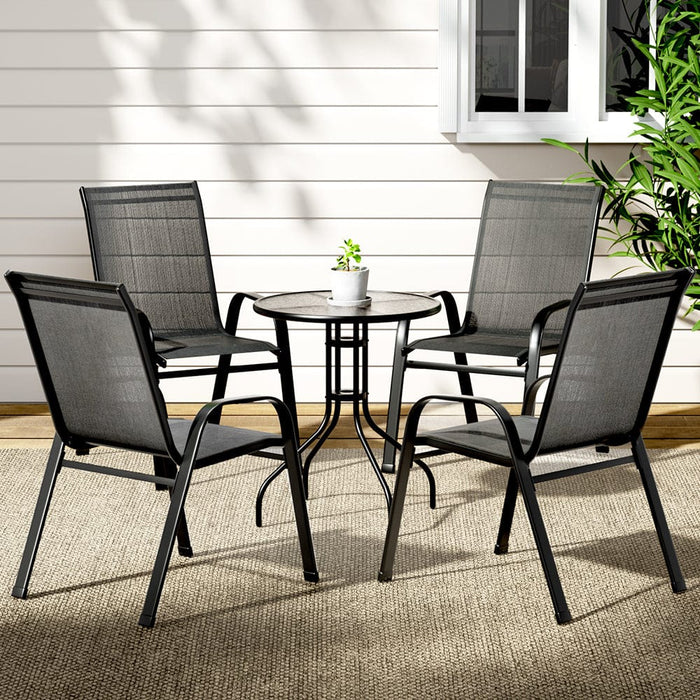 Gardeon Outdoor Furniture Five Piece Table and chairs Stackable Bistro Set Patio Coffee Home Living Store