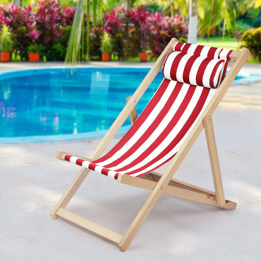 Gardeon Outdoor Furniture Sun Lounge Wooden Beach Chairs Deck Chair Folding Patio Home Living Store