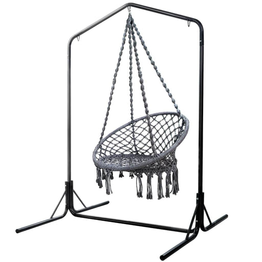 Gardeon Outdoor Hammock Chair with Stand Cotton Swing Relax Hanging 124CM Grey Home Living Store