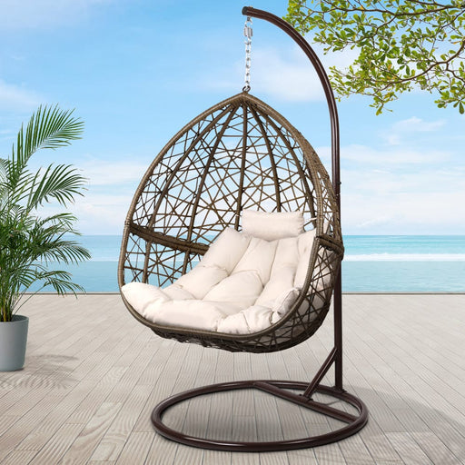 Gardeon Outdoor Hanging Swing Chair - Brown Home Living Store