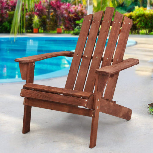 Gardeon Outdoor Sun Lounge Beach Chairs Table Setting Wooden Adirondack Patio Brown Chair Home Living Store