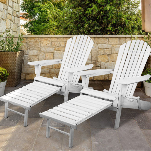 Gardeon Set of 2 Outdoor Sun Lounge Chairs Patio Furniture Lounger Beach Chair Adirondack Home Living Store