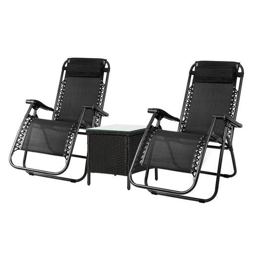 Gardeon Sun Lounge Zero Gravity Chair Table Outdoor Folding Recliner Reclining Furniture > Outdoor Furniture > Outdoor Furniture Sets HLS