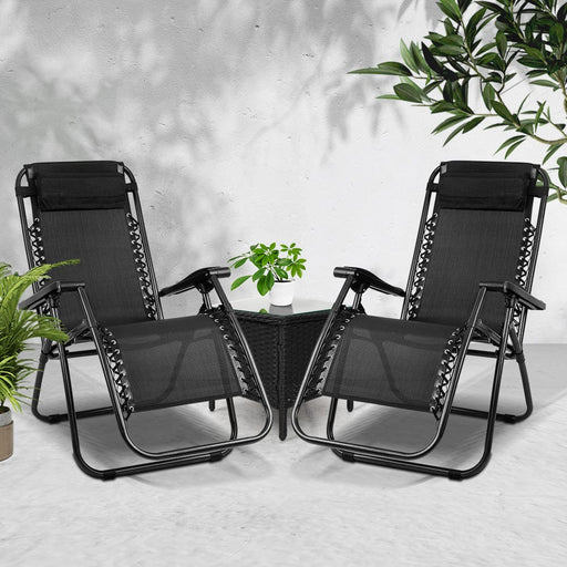 Gardeon Sun Lounge Zero Gravity Chair Table Outdoor Folding Recliner Reclining Furniture > Outdoor Furniture > Outdoor Furniture Sets HLS