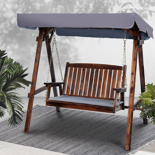 Gardeon Swing Chair Wooden Garden Bench Canopy 2 Seater Outdoor Furniture Home & Garden > Lawn & Garden > Outdoor Living > Porch Swings HLS
