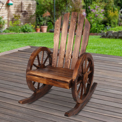 Gardeon Wagon Wheels Rocking Chair - Brown Home Living Store