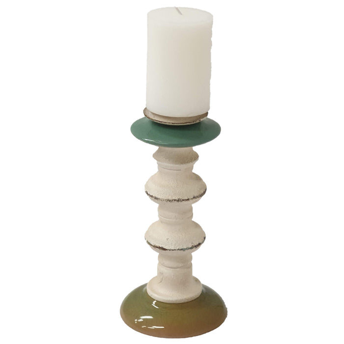 Antique Candle Holder (Mustard/Green Base) by Urban Style™ with candle blank background