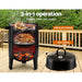 Grillz 3-in-1 Charcoal BBQ Smoker - Black Home & Garden >Kitchen & Dining > Kitchen Appliances > Outdoor Grills HLS