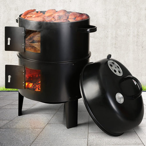 Grillz 3-in-1 Charcoal BBQ Smoker - Black Home & Garden >Kitchen & Dining > Kitchen Appliances > Outdoor Grills HLS