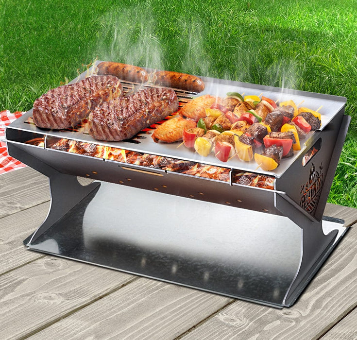 Grillz Fire Pit BBQ Outdoor Camping Portable Patio Heater Folding Packed Steel Home & Garden >Kitchen & Dining > Kitchen Appliances > Outdoor Grills HLS