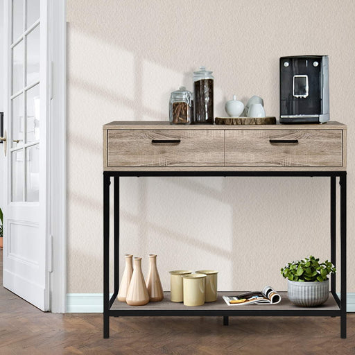 Hallway Console Table Hall Side Entry Display Desk Drawer Storage Oak Furniture > Tables > Accent Tables > End Tables HLS
